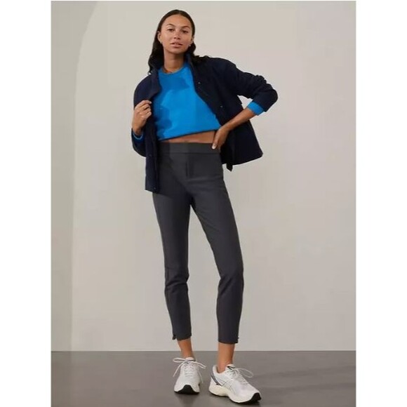 Athleta Pants - Athleta Stellar Trouser Mid Rise Slim Pant Charcoal Size 2 Ankle Zip Pockets